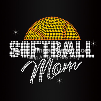 Softball Mom Rhinestone Heat Transfers Softball Mom Rhinestone Heat Transfers